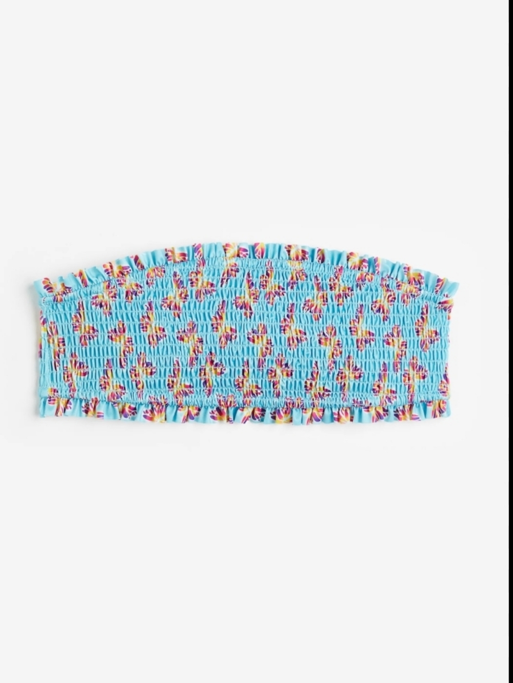 H&M Turquoise Smocked Bandeau with Butterfly Print S